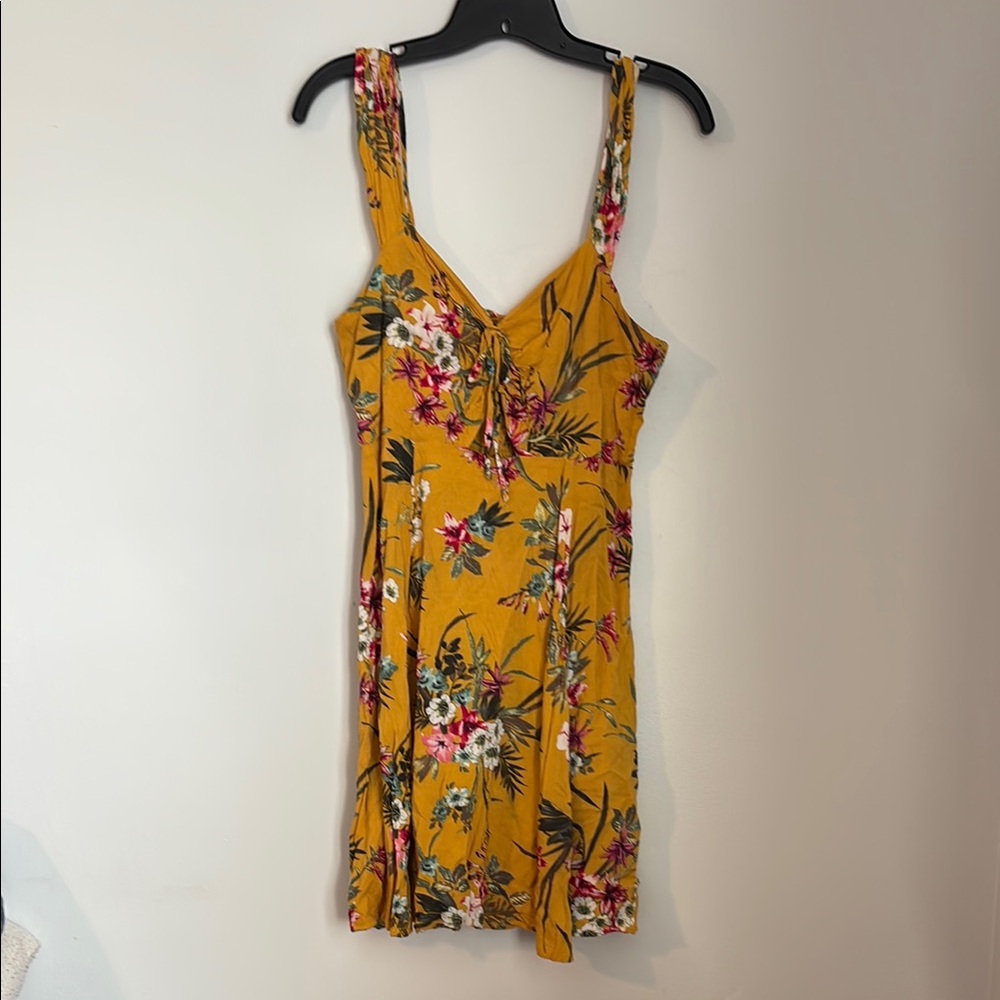 Xhilaration Yellow Gold Sweetheart Mini Floral Sundress size small